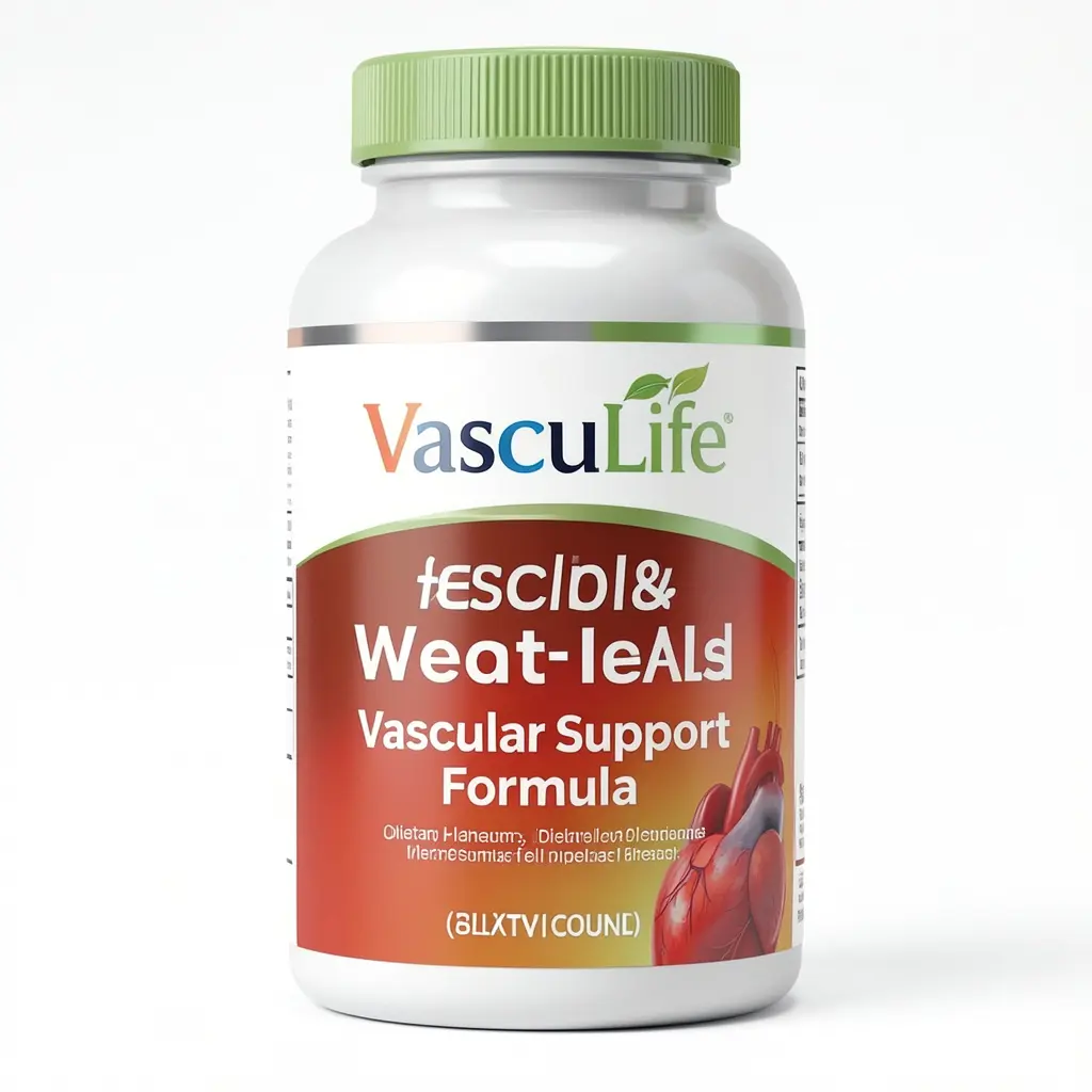 VascuLife dietary supplement bottle containing heart health and vascular support formula